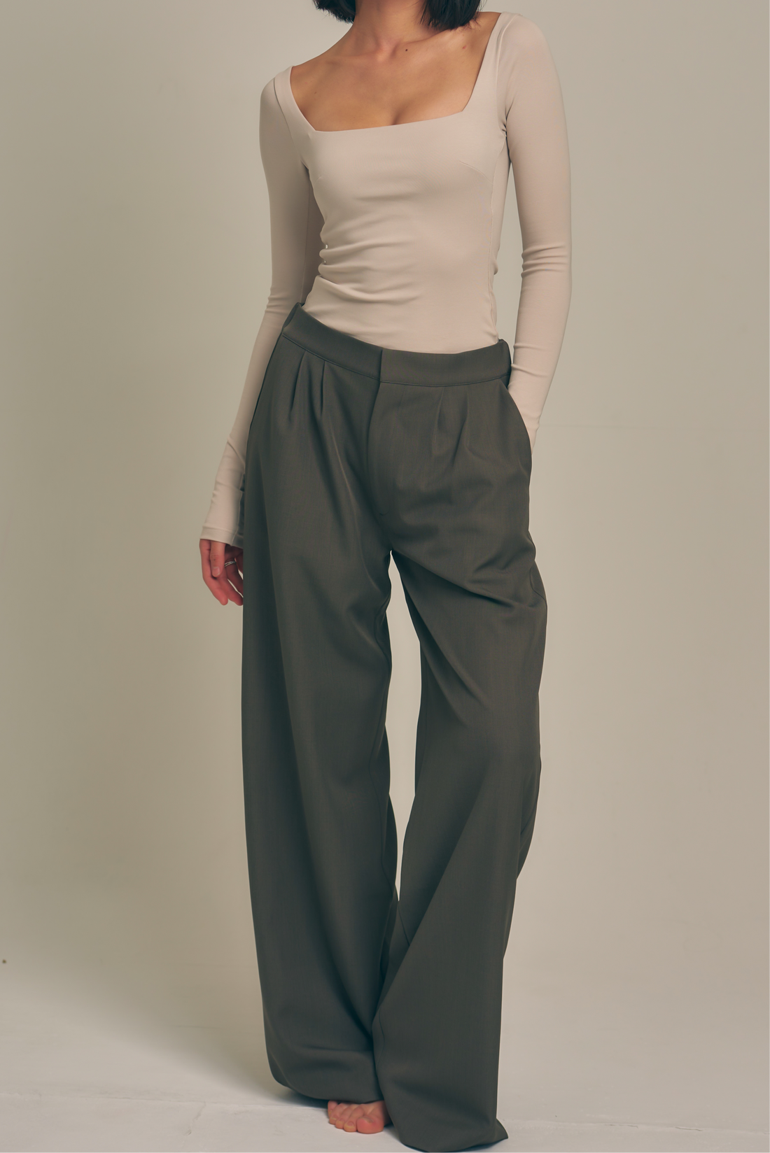 【1月上旬発送】Dreamy×WABISABI long sleeve top / 枯野(ivory beige)