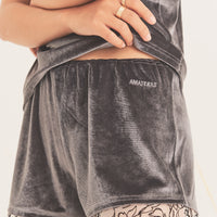 milky velour shorts