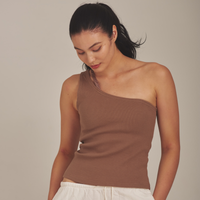 asanoha shoulder tank / brown
