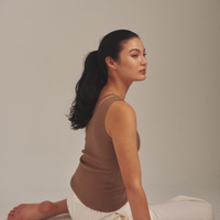 asanoha shoulder tank / brown