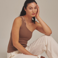 asanoha shoulder tank / brown