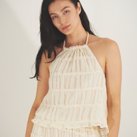 Ocean Breeze Elegant Chiffon Top / 胡粉(off white)