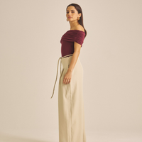 Elegant Draped Padded Top / 葡萄茶(burgundy)