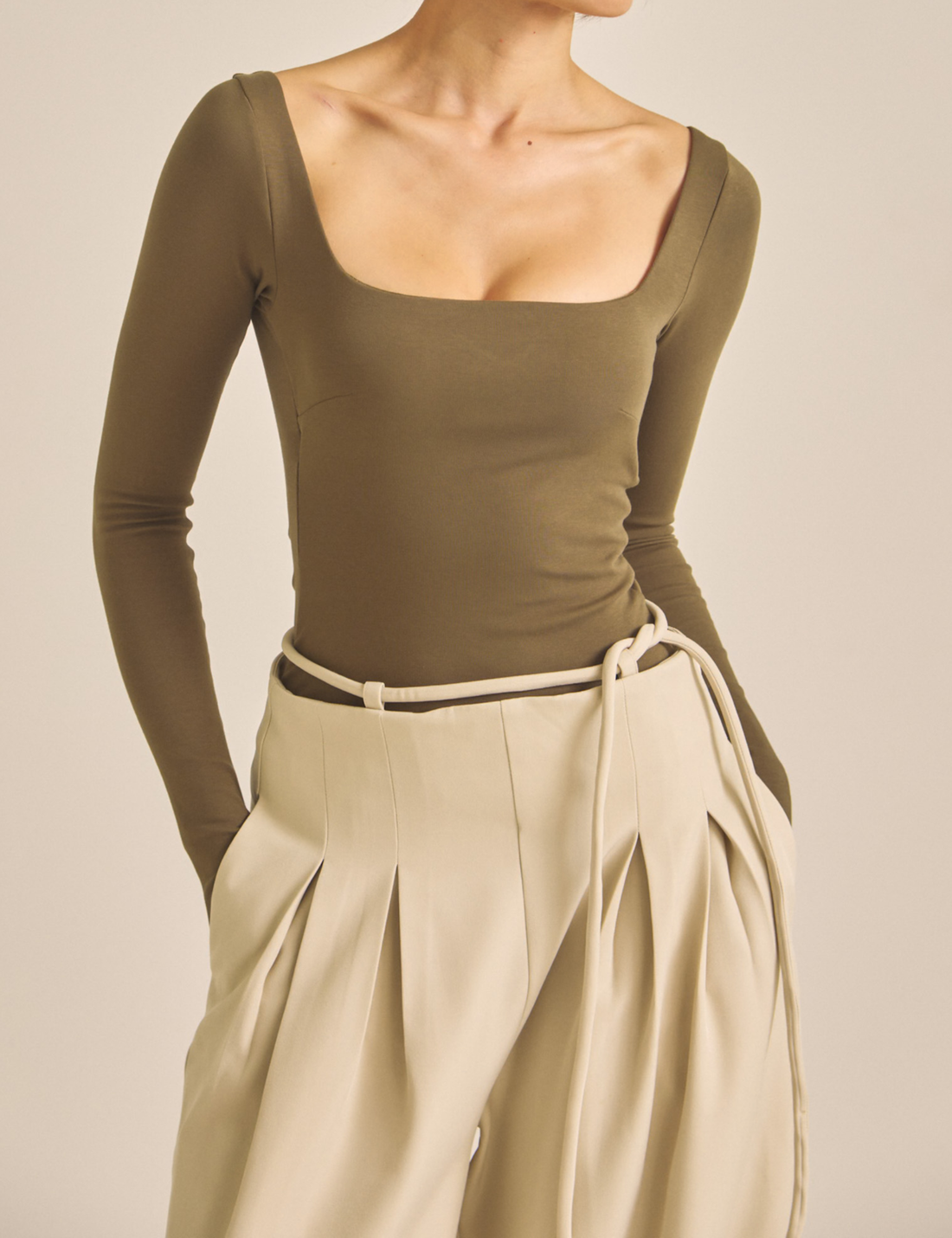 【10月末発送】Dreamy×WABISABI long sleeve top / 松葉(khaki)