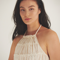 Ocean Breeze Elegant Chiffon Top / 胡粉(off white)