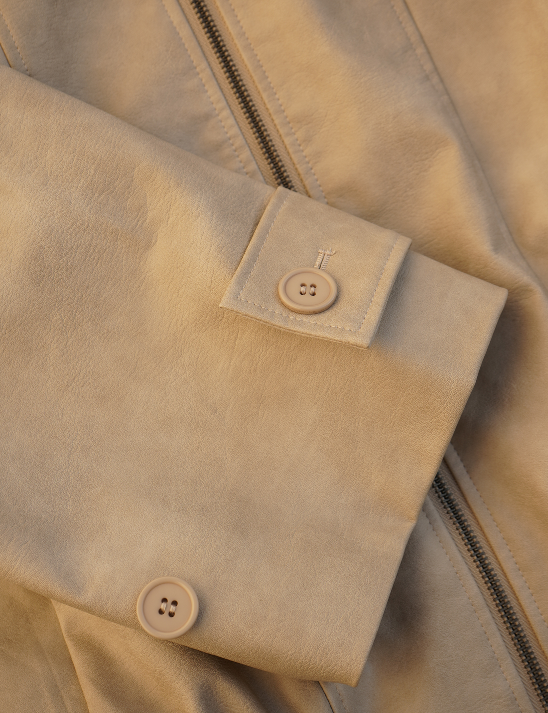 Vegan leather city jacket / 白花(ivory)