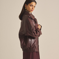 Vegan leather city jacket / 葡萄茶(burgundy)