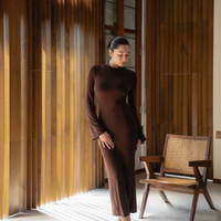 AuraFit Padded Maxi Dress / 枯茶(brown)