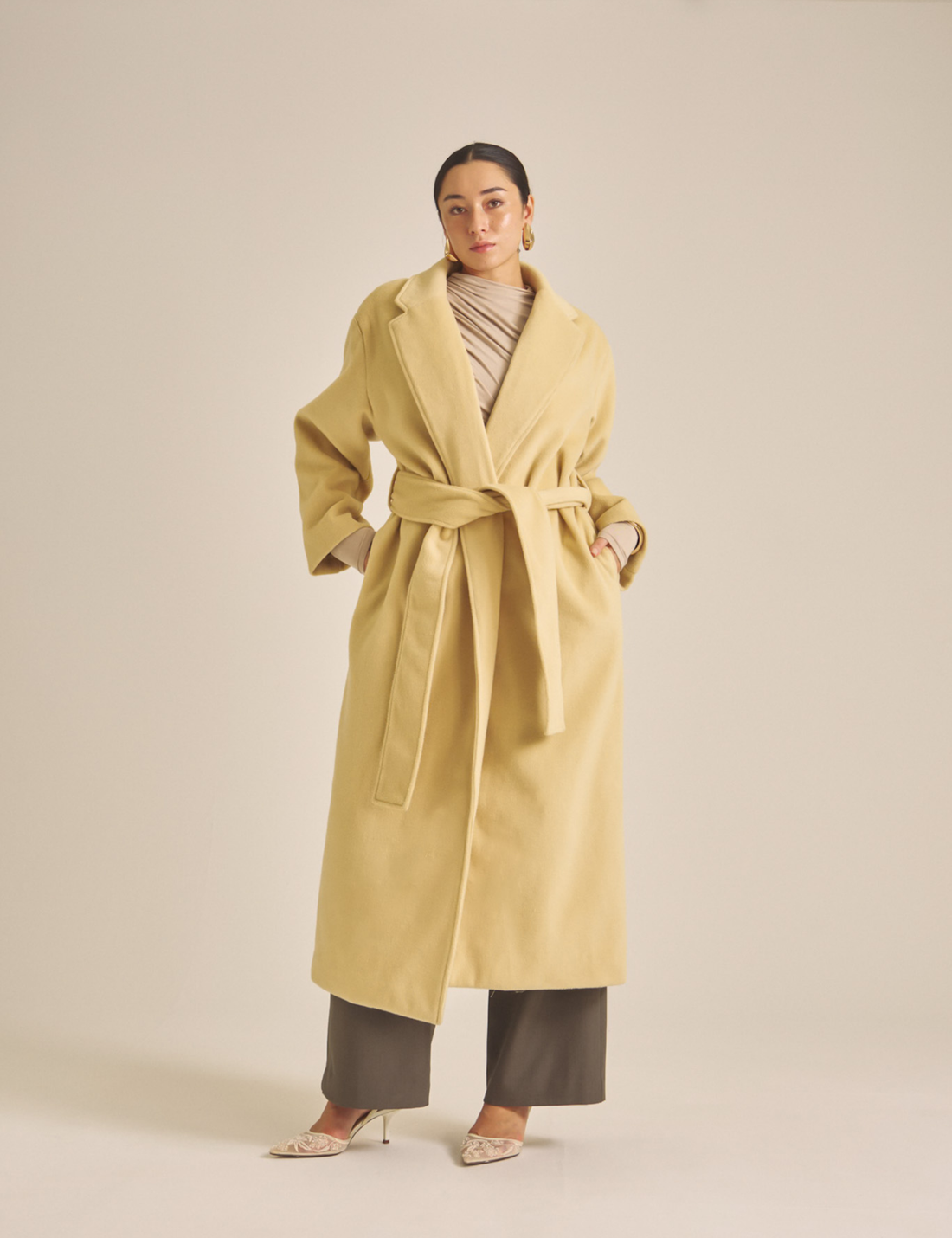 【11月中旬発送】Elegant Kimono Long Coat / 蜂蜜色(yellow)