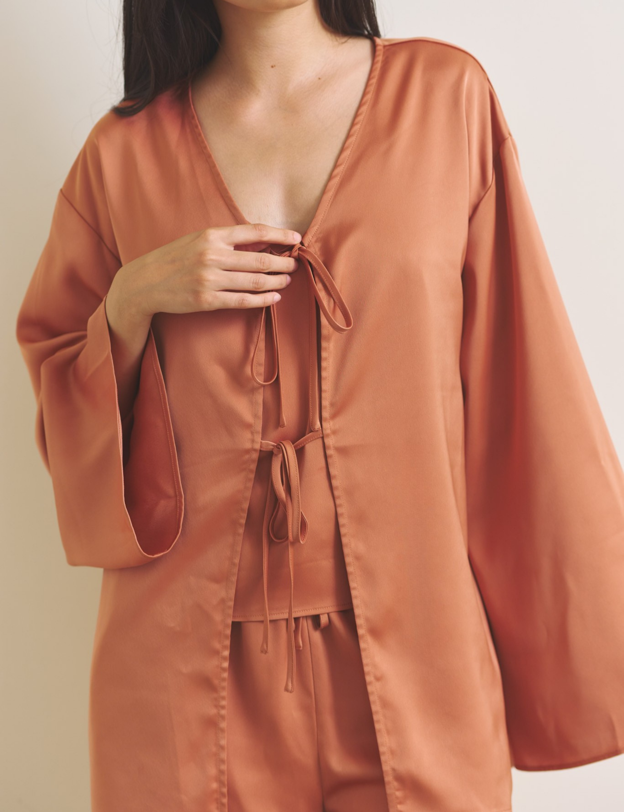Soft Terra Satin Haori / 琥珀(orange) – AMATERASJAPAN Soft Terra Satin Haori / 琥珀(orange) – AMATERASJAPAN