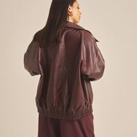 Vegan leather city jacket / 葡萄茶(burgundy)