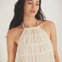 Ocean Breeze Elegant Chiffon Top / 胡粉(off white)