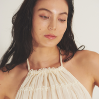 Ocean Breeze Elegant Chiffon Top / 胡粉(off white)