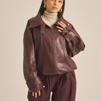 Vegan leather city jacket / 葡萄茶(burgundy)