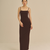 【9/27より発送】Aura Fit Padded Maxi Camisole Dress / 焦茶(dark brown)
