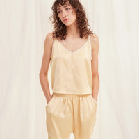 mix and match smooth satin pants / 枯茶(dark brown)