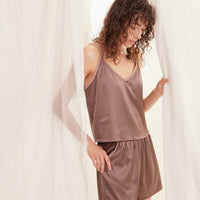 mix and match smooth satin pants / 枯茶(dark brown)