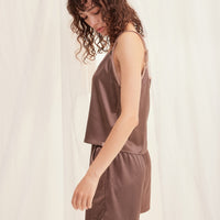 mix and match smooth satin pants / 枯茶(dark brown)