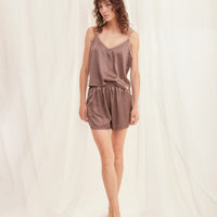 mix and match smooth satin pants / 枯茶(dark brown)