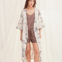 luxe KIMONO robe / 白花 (ivory)