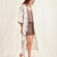 luxe KIMONO robe / 白花 (ivory)