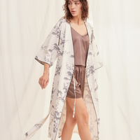 luxe KIMONO robe / 白花 (ivory)
