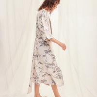 luxe KIMONO robe / 白花 (ivory)