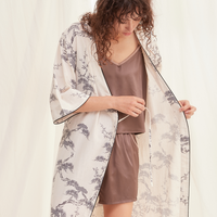 luxe KIMONO robe / 白花 (ivory)