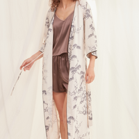 luxe KIMONO robe / 白花 (ivory)