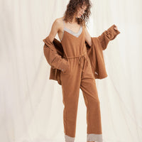 cotton blend styleup rompers / 胡桃(light brown)