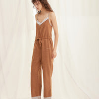 cotton blend styleup rompers / 胡桃(light brown)