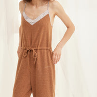 cotton blend styleup rompers / 胡桃(light brown)
