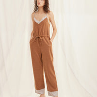 cotton blend styleup rompers / 胡桃(light brown)
