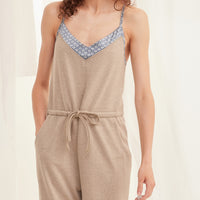 cotton blend styleup rompers / 胡桃(light brown)