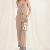 cotton blend styleup rompers / 胡桃(light brown)