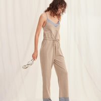 cotton blend styleup rompers / 胡桃(light brown)