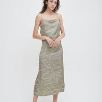 elegant satin dress / 松葉(green)
