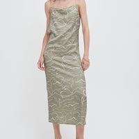 elegant satin dress / 松葉(green)