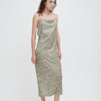 elegant satin dress / 松葉(green)