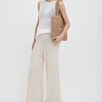 knit loose pants with satin petticoat
