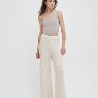 knit loose pants with satin petticoat