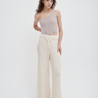 knit loose pants with satin petticoat