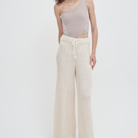 knit loose pants with satin petticoat