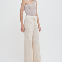 knit loose pants with satin petticoat