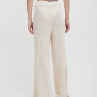knit loose pants with satin petticoat