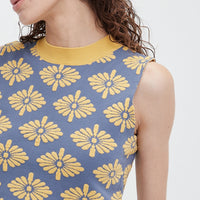 relaxing KIKU knit top / 薄花(light blue)