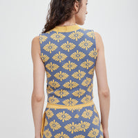 relaxing KIKU knit top / 薄花(light blue)