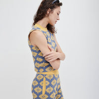 relaxing KIKU knit top / 薄花(light blue)