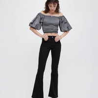 flare stretch asanoha denim / blue