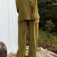 elegant satin pleated pants